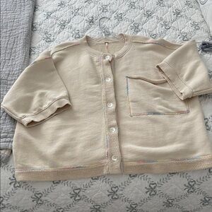 Free People Cream Cardigan French terry